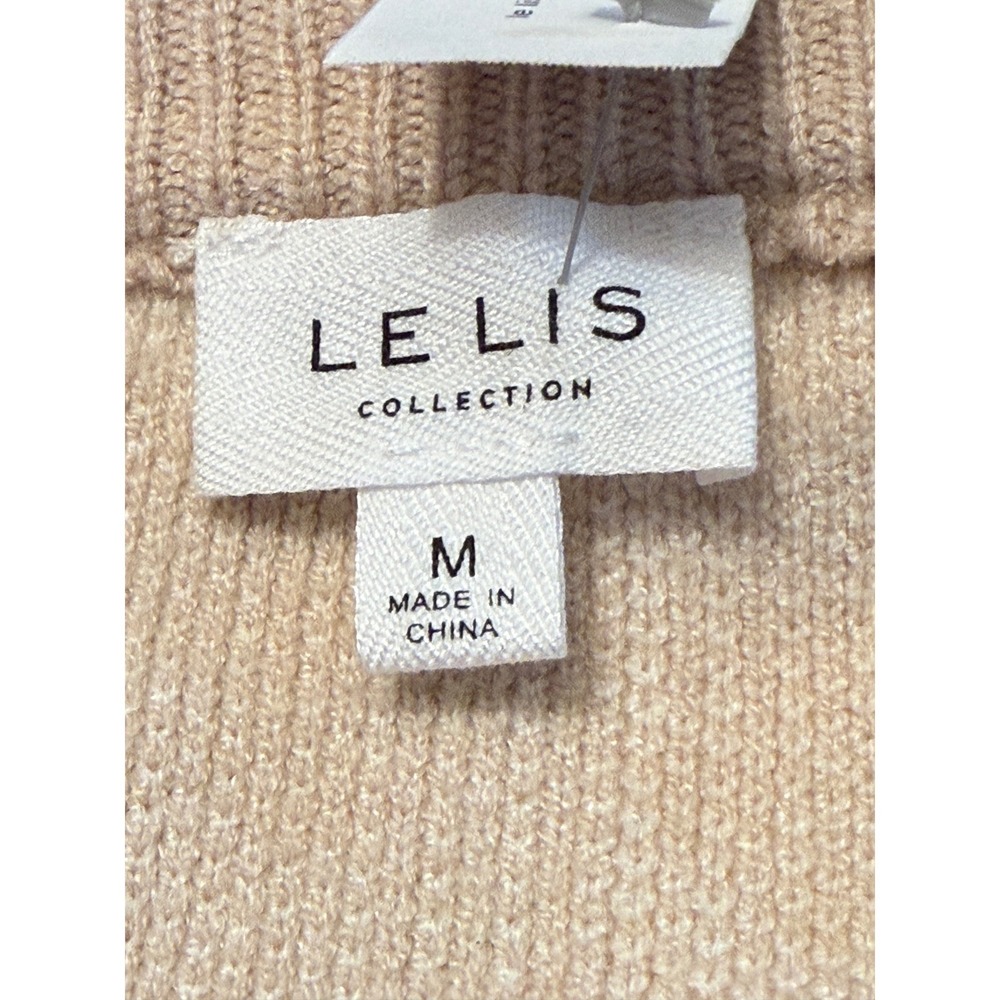 LE LIS COLLECTION Women Sweater Beige Bow Pattern‎ Cropped Knit Size M - Picture 3 of 6